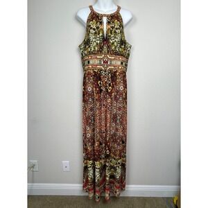 Boston Proper Size 12 Maxi Dress High Neck Jersey Keyhole Resortwear